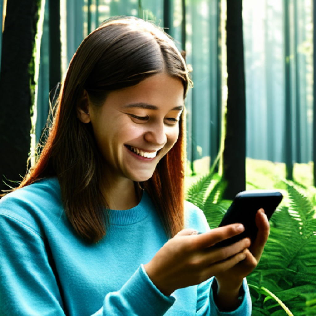 정보 다이어트법을 위한 앱 추천 - **Forest App:** "A serene digital landscape with a lush, stylized forest, each tree representing foc...
