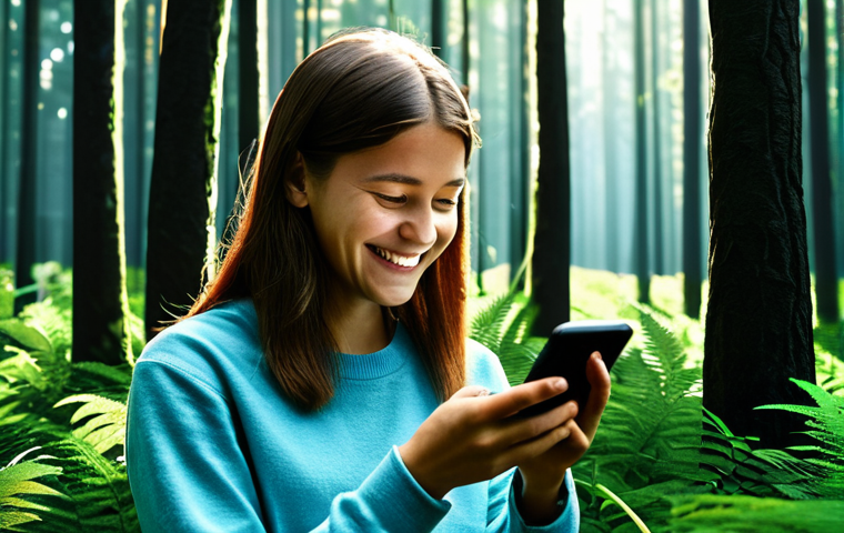 정보 다이어트법을 위한 앱 추천 - **Forest App:** "A serene digital landscape with a lush, stylized forest, each tree representing foc...