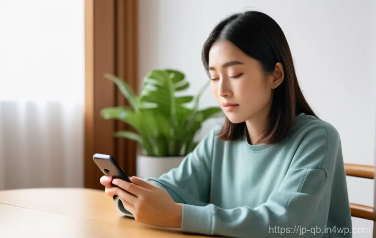 정보 다이어트법을 위한 일주일 계획 - **Initial Digital Detox Realization**
    A serene, candid portrait of a Japanese woman in her late ...