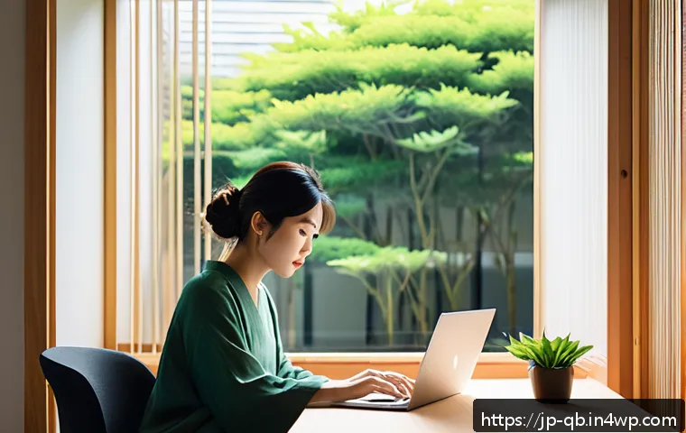정보 다이어트법과 자기 개발 - A modern Japanese home office scene with a young Japanese woman in casual contemporary clothing focu...