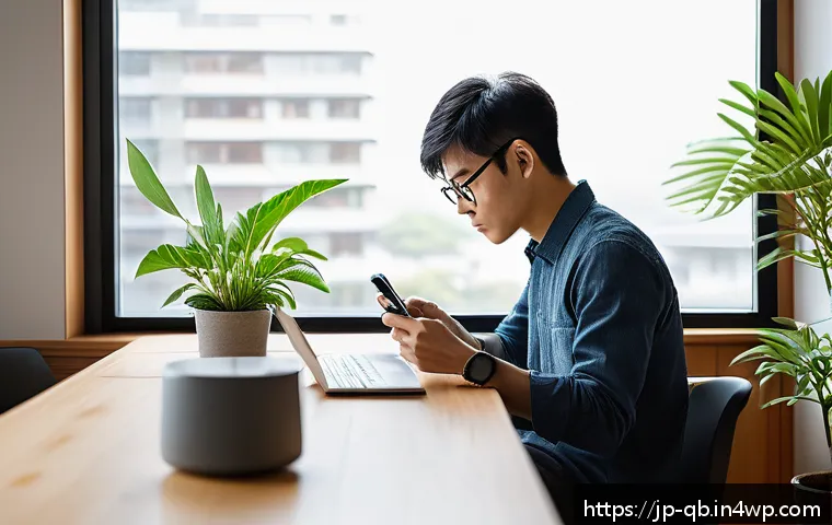 정보 다이어트법과 목표 달성을 위한 리프레시 - A modern Japanese home office scene in the morning, featuring a young Japanese man sitting at a clea...